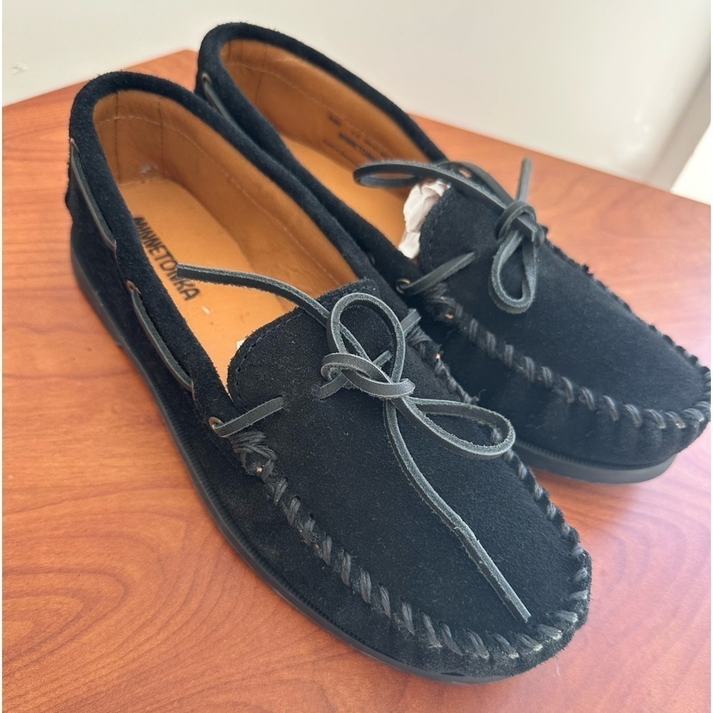 Minnetonka Asher 919C Black Suede Driving Moccasins Men’s 7.5 NWT